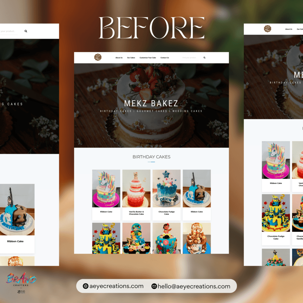 Mekz Bakez bakery website designed by A Eye Creations