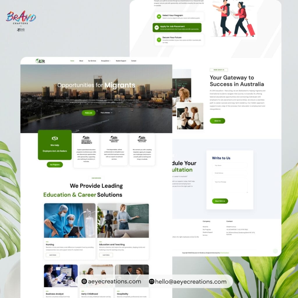 E4R website development project by A Eye Creations
