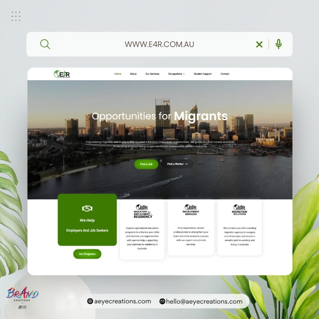 E4R website development project by A Eye Creations