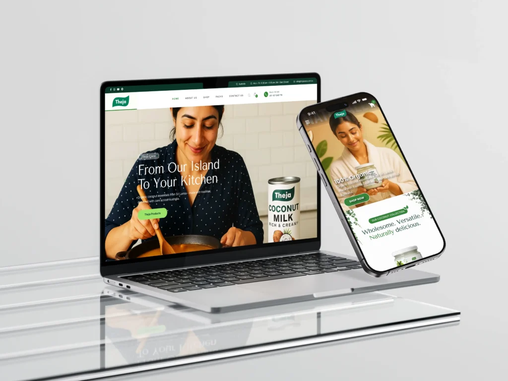 E-commerce web design for Theja Coco by A Eye Creations