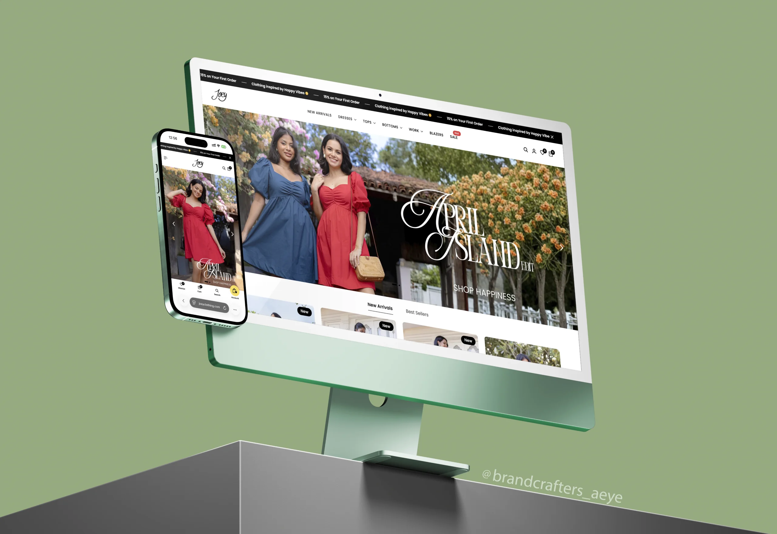 Joey Clothing e-commerce website designed and developed by A Eye Creations